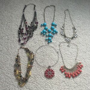 Set of 6 Colorful Statement Necklaces